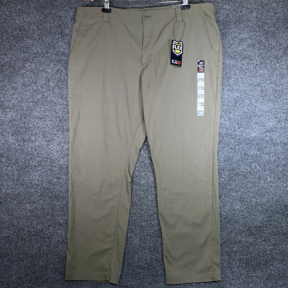 5.11 Tactical Edge Chino 2.0 Pants Mens 42x30 Sage Green Slim Fit Flex-Tac